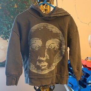 nununu Brown Hoodie with Face Design